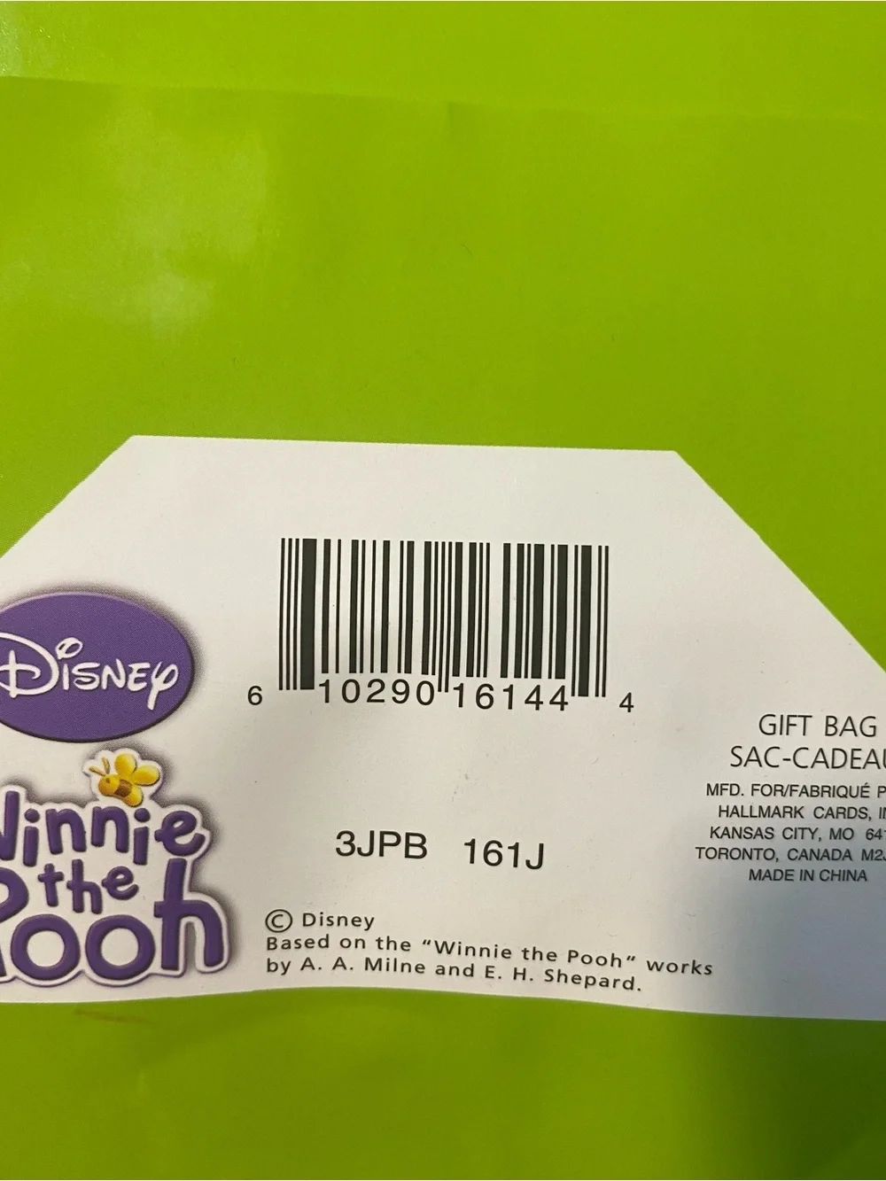 Winnie The Pooh Gift Bag Lot Of 2